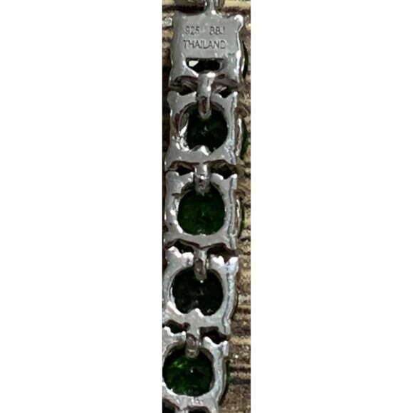 925 Silver Adjustable Bracelet Green Emerald Stones Thailand BBJ - Picture 3 of 8